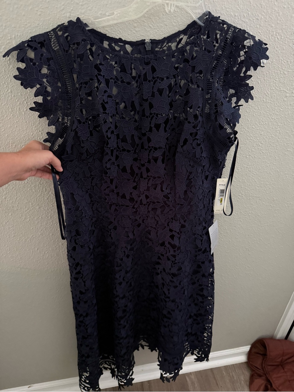 Eliza J Navy Floral Lace Midi Dress